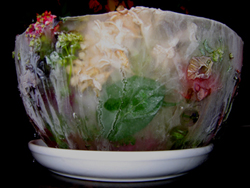ice bowl with garden flowers