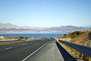 the beautiful lake mead on the way to arizona.