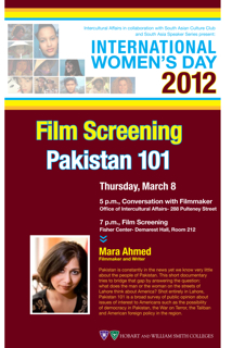 screening of pakistan one on one at hobart and william smith colleges on march 8, 2012